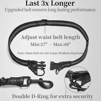 Iyoshop Hands Free Dog Leash with Zipper Pouch, Dual Padded Handles and Durable Bungee for Walking, Jogging and Running Your Dog