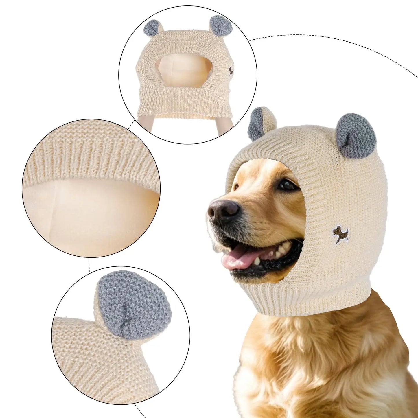 Quiet Ears for Dogs, 1 Pc Dog Ear Muffs for Noise Protection, Winter Warm Pet Caps—Christmas Puppy/Cat Hats with Ears for Medium to Large Dogs